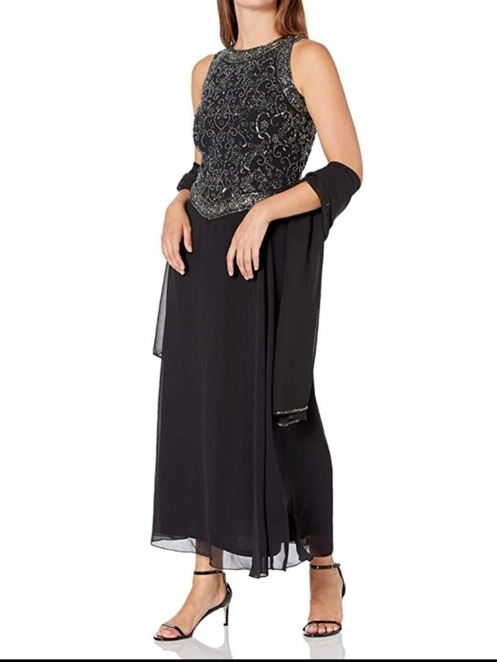 J Kara Navy, Embellished Maxi Dress